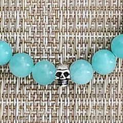 3--AMAZONITE BRACELET W/ 925 SKULL