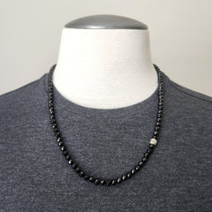 1--BLACK ONYX NECKLACE WITH 925 DORJE CROSS BEAD