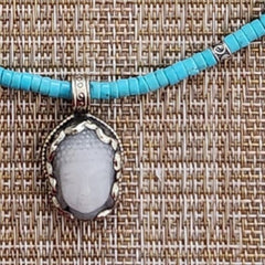 1--TURQUOISE HEISHI NECKLACE WITH BUDDHA PENDANT