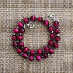 HOT PINK TIGERS EYE NECKLACE