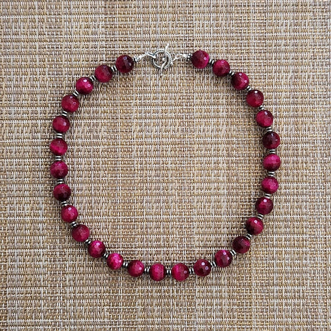 HOT PINK TIGERS EYE NECKLACE