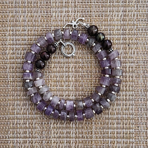 1--AMETHYST CYLINDER NECKLACE