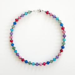 2--MULTI COLORED JADE NECKLACE-16"