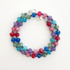 2--MULTI COLORED JADE NECKLACE-16"