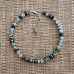 1--MIXED GEMSTONES & SEA SEDIMENT JASPER NECKLACE