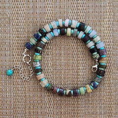 1--MIXED GEMSTONES & SEA SEDIMENT JASPER NECKLACE