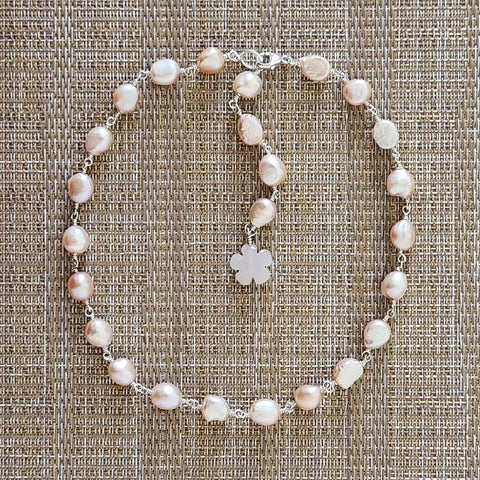 BLUSH PEARL NECKLACE-16"