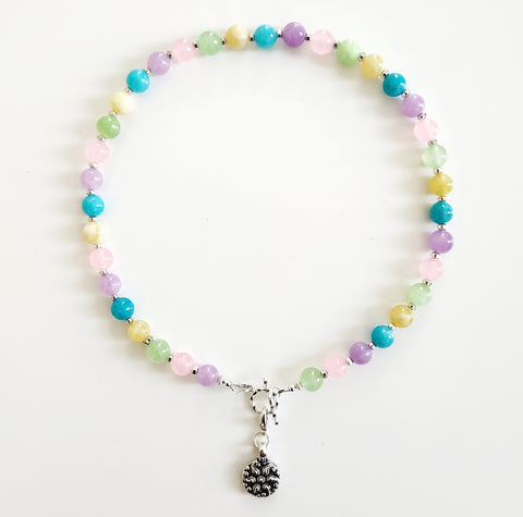 1--PRETTY IN PASTELS NECKLACE W/ 925 MINI MANDALA