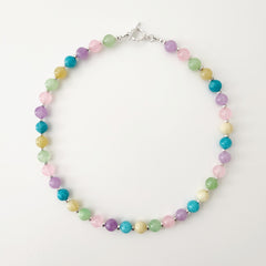 2--PRETTY IN PASTELS NECKLACE W/ JADE & YELLOW OPAL