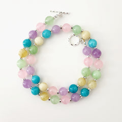 2--PRETTY IN PASTELS NECKLACE W/ JADE & YELLOW OPAL