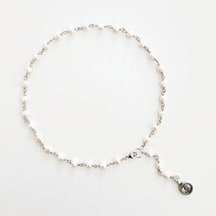 1--WHITE PEARL NECKLACE WITH BUDDHA-16"