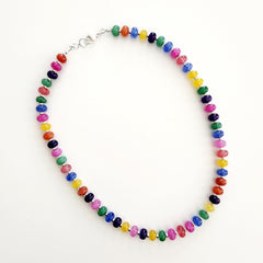 0--"LIFESAVER" MULTI COLORED JADE IN NECKLACE-18"