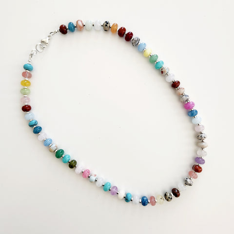 0--"JELLYBEAN" MIXED GEMSTONE NECKLACE-18"