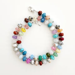 2--MIXED GEMSTONE NECKLACE-18"