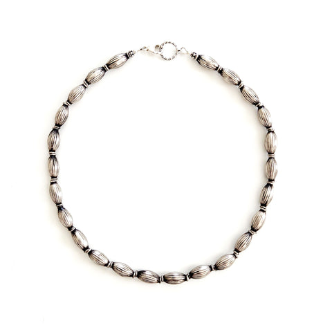 VINTAGE 925 SILVER BEAD NECKLACE-16"