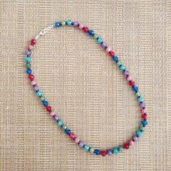 2--MULTI COLORED JADE NECKLACE-22"