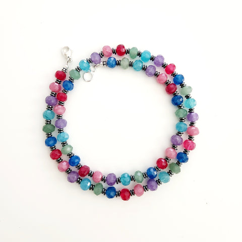 1--MULTI COLORED JADE NECKLACE-22"