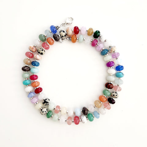 0--"JELLYBEAN" MIXED GEMSTONE NECKLACE-22"