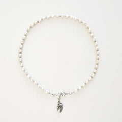 3--WHITE MINI COIN PEARL NECKLACE W/ HEART