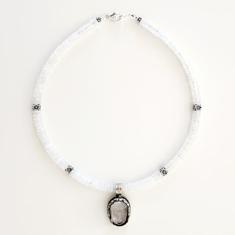 2--CLEAR QUARTZ NECKLACE W/ BUDDHA PENDANT