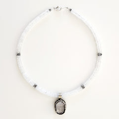 1--CLEAR QUARTZ NECKLACE W/ BUDDHA PENDANT