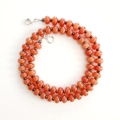 0--ORANGE JADE NECKLACE-18"