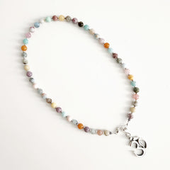 0--CHAKRA GEMSTONE NECKLACE W/ OM PENDANT-20"