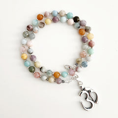 0--CHAKRA GEMSTONE NECKLACE W/ OM PENDANT-20"