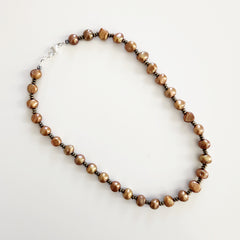 0--ORANGE GOLD PEARL NECKLACE--18"