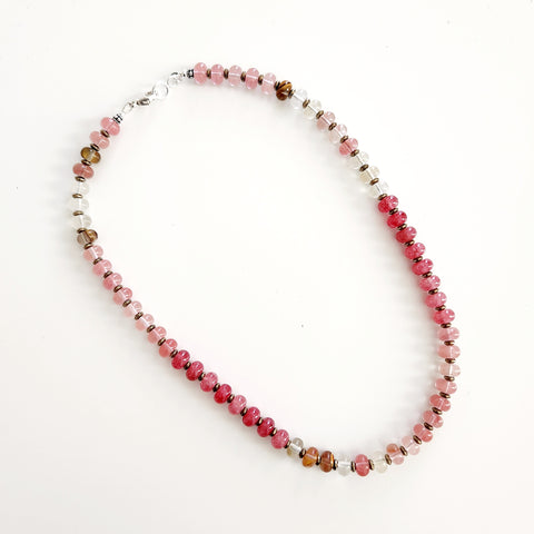 0--OMBRE ROSE GEMSTONE NECKLACE --18"