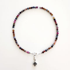 0--RUBY & SAPPHIRE NECKLACE W/ MINI DORJE-16"