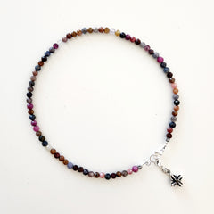 0--RUBY & SAPPHIRE NECKLACE W/ MINI DORJE-16"