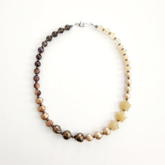 0--GOLDEN PEARL MIX NECKLACE--18IN