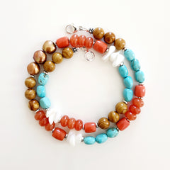 0--ORANGE JADE MIX NECKLACE--18IN