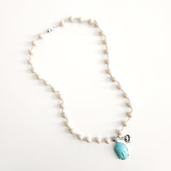 0--WOOD AGATE NECKLACE WITH BUDDHA PENDANT-24"