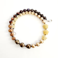 0--GOLDEN PEARL MIX NECKLACE--18IN