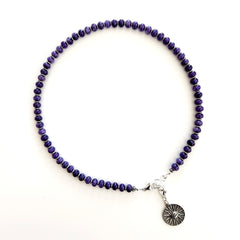 0--PURPLE JADE NECKLACE W/ SEEING EYE PENDANT-16"