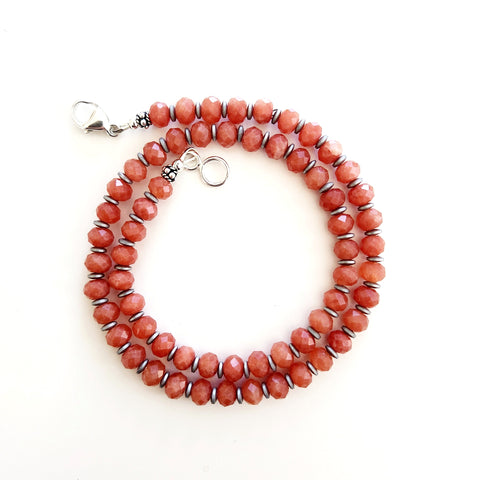 0--ORANGE JADE NECKLACE-16"