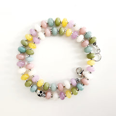 0--MELTING MOMENTS MULTI GEMSTONE NECKLACE W/ 925 SKULL-16"