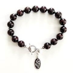 0--GARNET BRACELET W/ 925 SNAKE AMULET