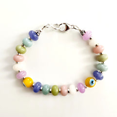 MELTING MOMENTS MULTI GEMSTONE BRACELET W/ EYE BEADS-7"