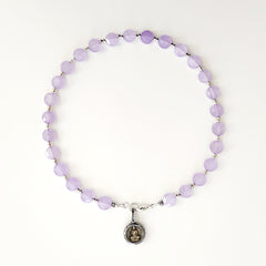 0--LAVENDER COLOR JADE NECKLACE W/ MINI BUDDHA PENDANT-16"