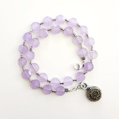 0--LAVENDER COLOR JADE NECKLACE W/ MINI BUDDHA PENDANT-16"