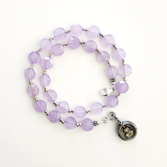 0--LAVENDER COLOR JADE NECKLACE W/ MINI BUDDHA PENDANT-16"