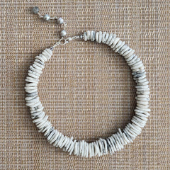 00--WHITE "PUKA" MAGNESITE NECKLACE-16.5"