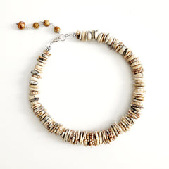 PEACH MAGNESITE "PUKA" NECKLACE-16.5"