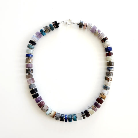 PURPLE MOUNTAINS MIXED GEMSTONE NECKLACE-18"