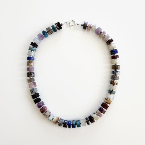 0--PURPLE MOUNTAINS MIXED GEMSTONE NECKLACE-18"