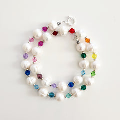 0--CRYSTAL PERSUASION PEARL & CRYSTAL NECKLACE-18"