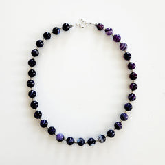 0--PURPLE STRIPE AGATE NECKLACE-18"